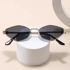 Óculos De Sol De Armação Pequena Diamond PolygonMetal Show De Moda Minimalista