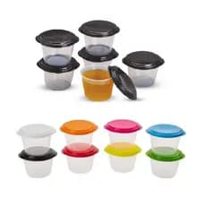 Kit com 24 Potes de Plástico para Gelatinas 100ML livre de BPA com Várias cores