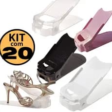 Kit 20 Organizadores com Furo para Saltos, Sapatos e Tênis e Regulagem de Altura - Várias Cores