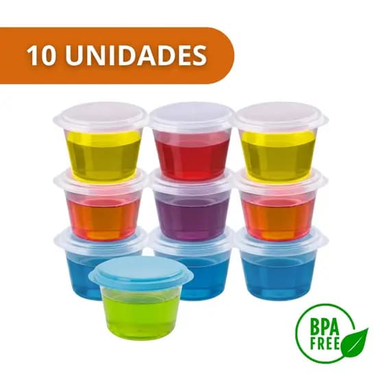 Kit 10 Potes 100ml com Tampa BPA Free – Pote para Gelatina Papinha Sobremesa Polipropileno Organização
