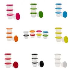 Kit com 6 Potes de Plástico 100 ML Livre BPA para Gelatina e Papinha com Várias Cores