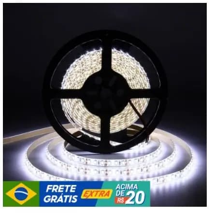 Fita Led 3528 Branco Frio Rolo 5m Dupla Face IP65 Com silicone Prova D'agua 12v