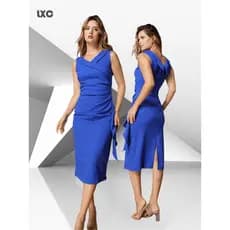 X 467 Vestido Alfaitaria Longo Super Elegante Confortavel e Estiloso Para Festa Cotidiano