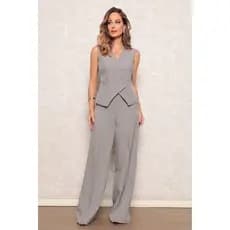 X4596 Conjunto Colete e Calça Super Elegante e Confortavel Twill