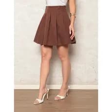 X181 Saia Plissada Feminina - shorts por baixo