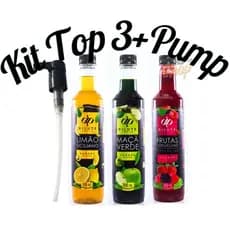 Kit Xarope Dilute Maça Verde+Frutas Vermelhas+Limão+Pump
