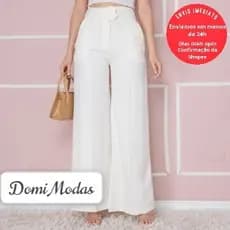 Domi Modas Calça Pantalona Alfaiataria Botões Forrados 8297