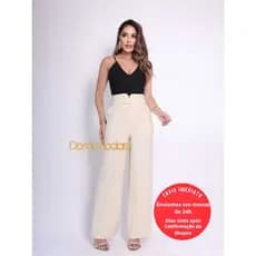 Domi Modas Calça Pantalona Tecido Amarante Bolsos Laterais  Cintura Alta 219 / 88300