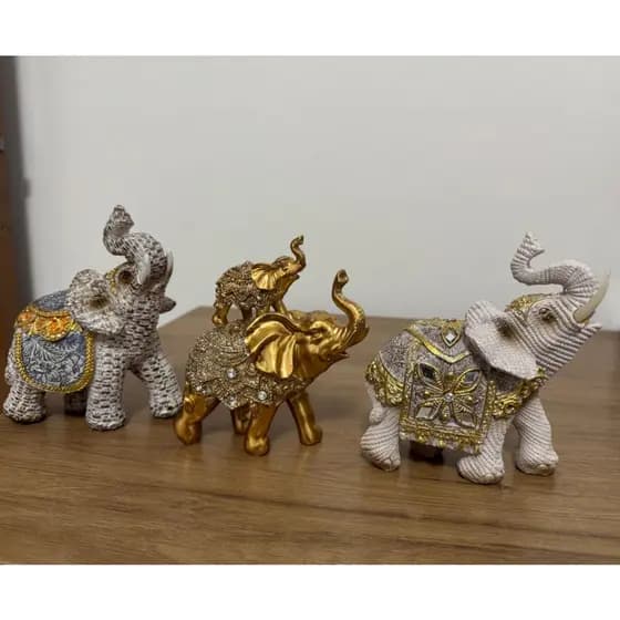 Enfeites Elefantes C/ Glitter Decorativos Porcelana muito Brilho
