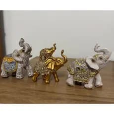 Enfeites Elefantes C/ Glitter Decorativos Porcelana muito Brilho