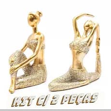 Kit 2 Bailarina Estátua Decorativa Yoga Enfeite Casa Sala Estatueta Decoração Menina Ginasta Ballet Balé Resina