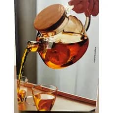 Chaleira C/ Tampa Bambu 1,5L e 1L em Vidro + Brinde Esponja Mágica