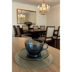 Xícaras com Pires 4 peças Hauskraft Premium – Borda Dourada Elegante | Café e Chá | Design Moderno