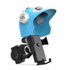 Suporte Celular Moto e Bicicleta Com Mini Capacete Elegante Protetor Sol e Chuva + Trava Rápida