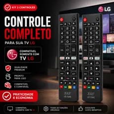 KIT Controle Remoto Substituto Genérico Compatível p/ Smart TV LG com Teclas Rápidas Netflix e Amazon, Reposição para LG