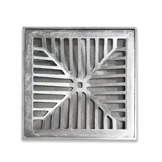 Grelha Pluvial 30x30 Concova com Suporte e Tela Anti Insetos - Aluminio Fundido Escovado