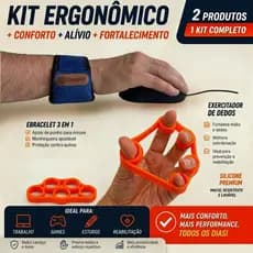 Kit Ergonomico com Apoio de Punho e Exercitador de Dedos Evite Lesoes Exercitador Elastico para Dedos