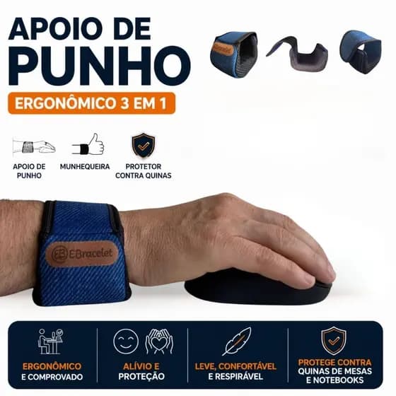 Apoio Punho Ergonômico Mouse e Teclado Anti Dor tendinite Conforto Uso Prolongado Home  Office Gamer