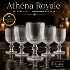 Taça de Vidro Elegante Luxo 380ml Kit 6 Taças Mesa Posta Premium Resistente Athens