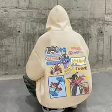 Moletom Unissex Canguru 100% Algodão Tom e Jerry Moments Blusão Casaco Flanelado Alta Qualidade