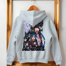 Blusa Moletom Canguru  100% Algodão Casaco Anime Blusão De Frio Arcane Jinx Mangá