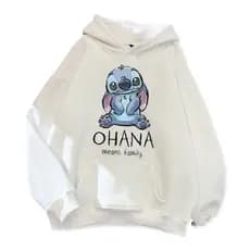 Blusa Moletom 100% Algodão Lilo & Stitch Desenho Canguru Stitch Ohana Means Family Top