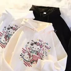 Blusa Moletom Canguru 100% Algodão Dos Desenhos Animados Japoneses Impresso Grande Solto Inverno Novo Moletom  Unissex