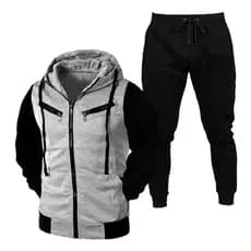Conjunto Moletom Blusa Frio Casaco Ziper Aberto Calça Marca DT