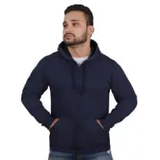 Blusa Moletom Liso Zíper Casaco Capuz Canguru Unissex