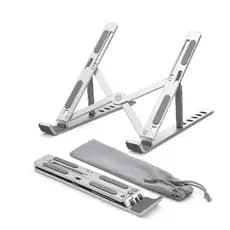 Base Suporte Para PC Notebook Alumínio Portátil Articulado Dobrável Tablet Laptop Mesa Cor Prateado Envio Imediato