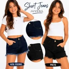 Shorts Bermudas Jeans Juvenil Feminino Com Lycra Cintura Alta Desfiado do 28 ao 34 Short Kids