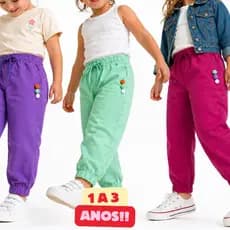 Calça Jogger Brim Feminina Infantil Para Meninas 1 a 3 anos Calça Kids Infantil Feminina Calça Color
