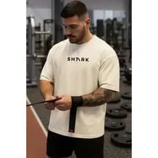 Camiseta Oversized SHARK Masculina Premium 100% Algodão Streetwear Estilo Casual Moda Academia