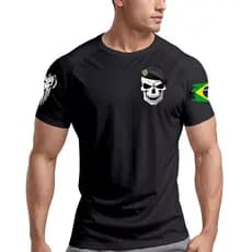 Camiseta Dry Fit Masculina Caveira Força Militar Muscle Musculação Academia Promoção Envio Rápido