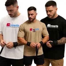 KIT Camiseta MIX GROWTHS Oversized Masculina Premium 100% Algodão Streetwear Moda Academia