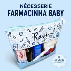Nécessaire Farmacinha baby personalizada com nome da criança.