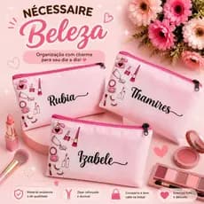 Nécesserie maquiagem personalizada com nome - Organizadora e multiuso.