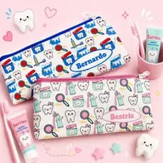 Kit Higiene Bucal infantil Personalizada com nome | Nécesserie escolar porta escova | Porta escova de dente.