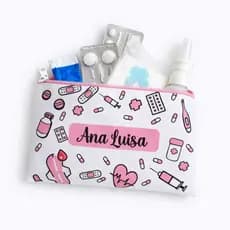 Atacado de farmacinha personalizada com nome. Kit com 10 Nécesserie.