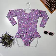 Maiô Infantil Feminino Forrado Confortável Secagem Rápida Estampado