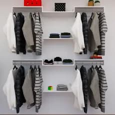 Kit Closet com Cabideiros de 60cm e Prateleiras Organização Moderna para Seu Quarto