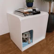 Mesa de cabeceira cama pet cães 45x55x60 Branco