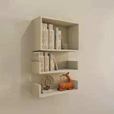 Kit 3 Prateleiras em MDF 1 Nicho Retangular + 2 Prateleiras U Para Sala e Quarto 50cm