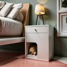 Mesa de Cabeceira com Cama Pet Com Gaveta para Cães 40x45x55cm + Colchao