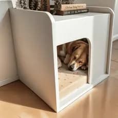 Mesa de cabeceira cama pet cães 45x45x40 Branco + Brinde Colchãozinho