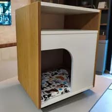 Mesa Lateral de Sofá Cama Pet Integrada para Cães Design Minimalista 40x45x55cm + Colchão