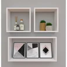 Kit com 3 nichos decoração para Quarto Branco Retangular