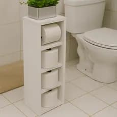 Suporte Porta Papel Higiênico de Chão em MDF com Espaço para Rolos Extras