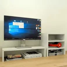 Kit suporte de mesa monitor + escaninho organizador Branco