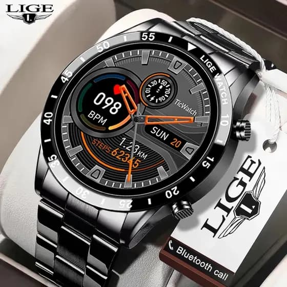 relógio inteligente LIGE masculino tela de toque completa esportes fitness ip67 à prova d'água smartwatch inteligente para android ios